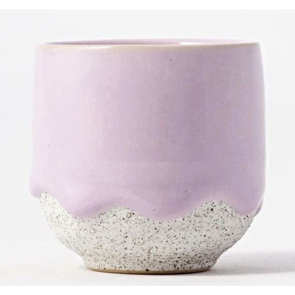 DRIPPY POTS Drip Glaze Ceramic Espresso Mug 3.5oz  Purple/White Speckled